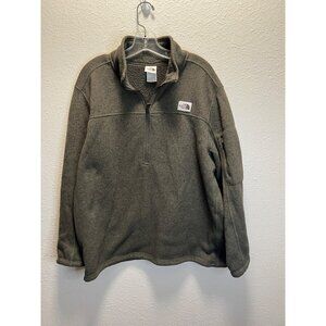 The North Face Mens XL Olive Green Half-Zip Sweater Fleece Pullover With Sleeve